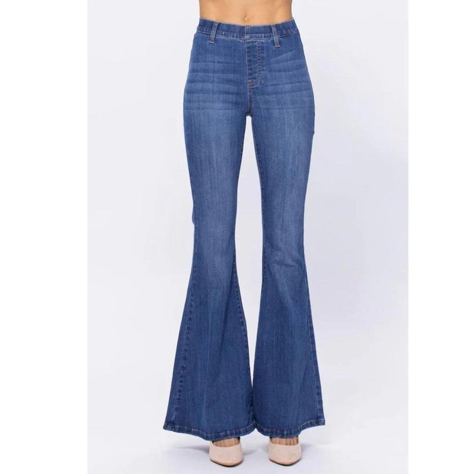 Womens Judy Blue Stretchy Super Flare Bell Bottom Pull On Jeans